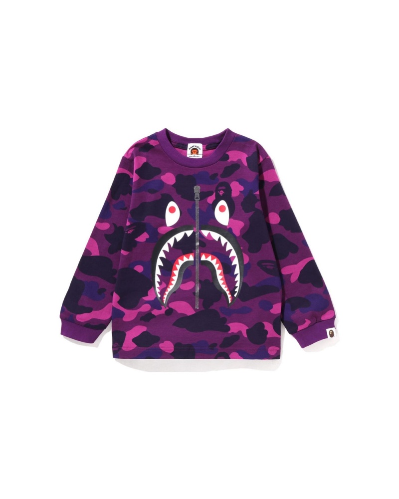 Hauts Bape Shark L/S Violette Enfant | CGU-60802882